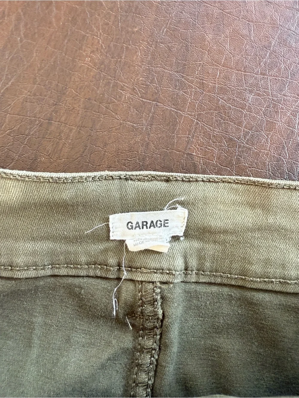 Garage Olive Green Cargo Skirt with Web Belt Detail